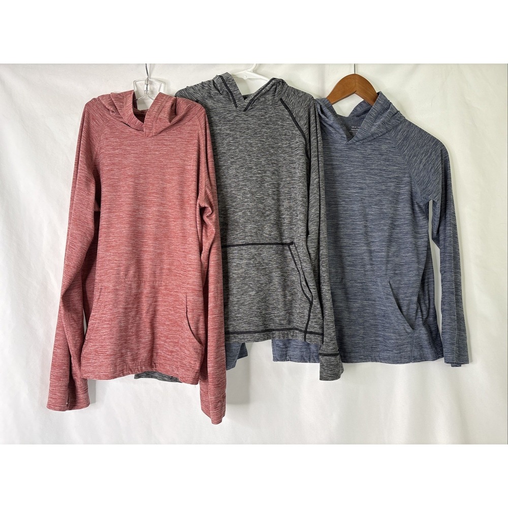 3 Hanna Andersson Active MadeForSun Long Sleeve Hoodies Kids Sz 140 10 Red Blue